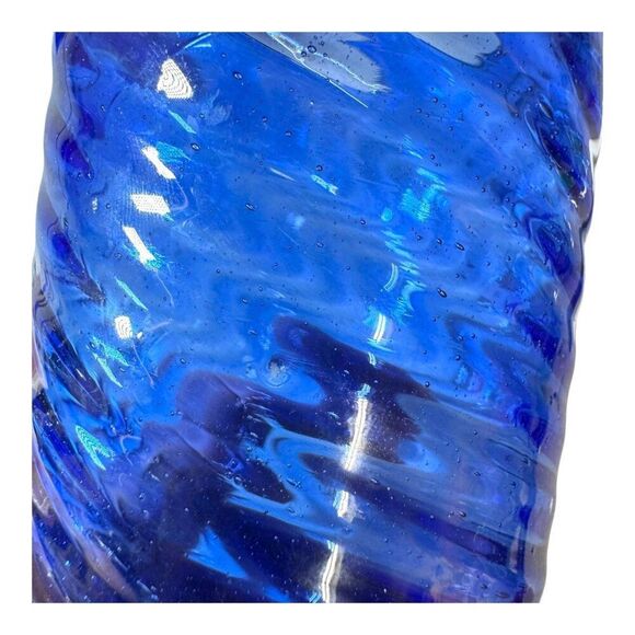 6 handblown spanish cobalt blue glass swirl tumbler set Vintage Art Barware - Picture 4 of 7